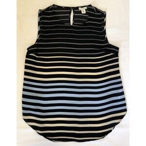 Mercer & Madison Small Multicolor Black Blue Striped Sleeveless Top